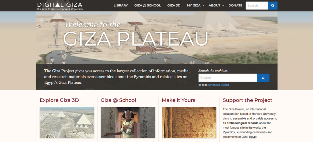 The homepage of the website Digital Giza